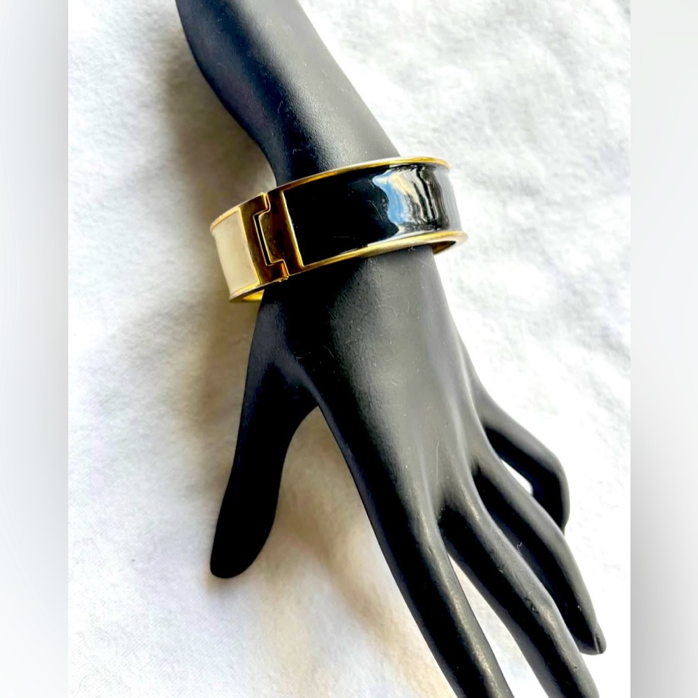 Two-Tone Wide Bangle Bracelet